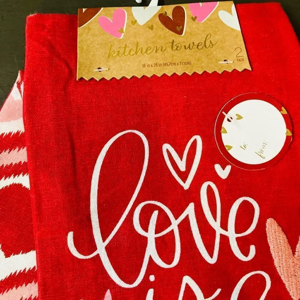 Valentine “Love is in the Air” Boho Kitchen Dish Towels